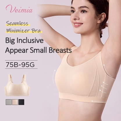 Full Coverage Seamless Minimizer Bra Plus Size Stable Support Sweat-wicking For Sports VEIMIA