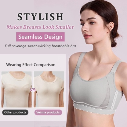 Full Coverage Seamless Minimizer Bra Plus Size Stable Support Sweat-wicking Sports Bras VEIMIA