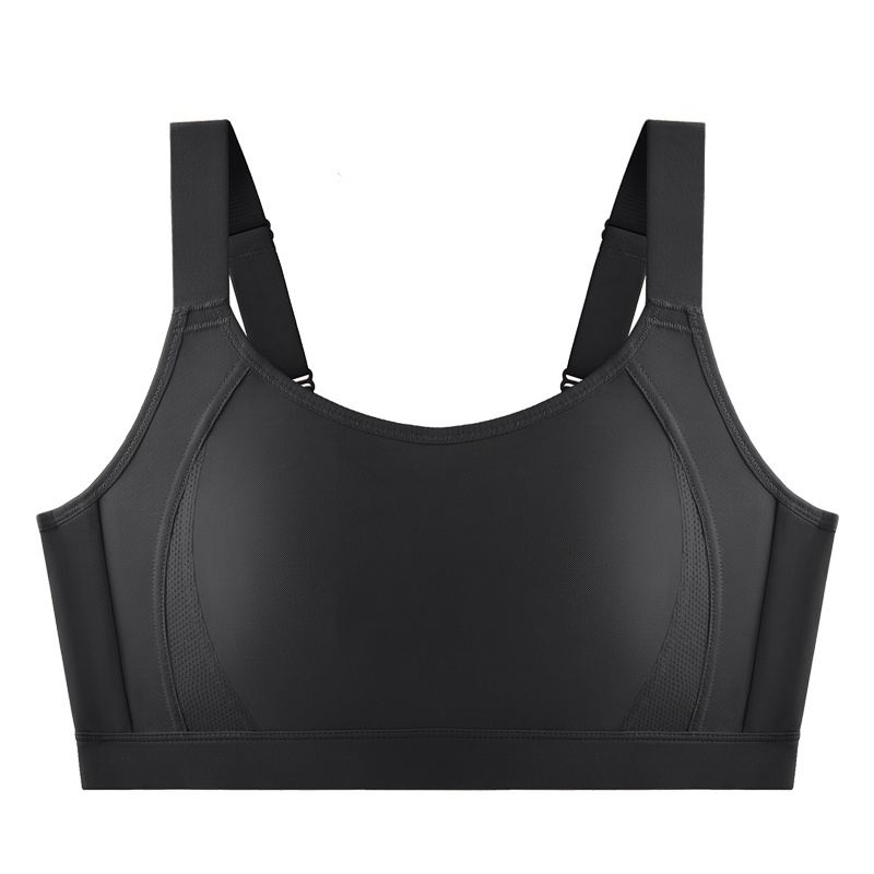 Black Full Coverage Seamless Minimizer Bra Plus Size Stable Support Breathable Sweat-wicking Sports Bra VEIMIA