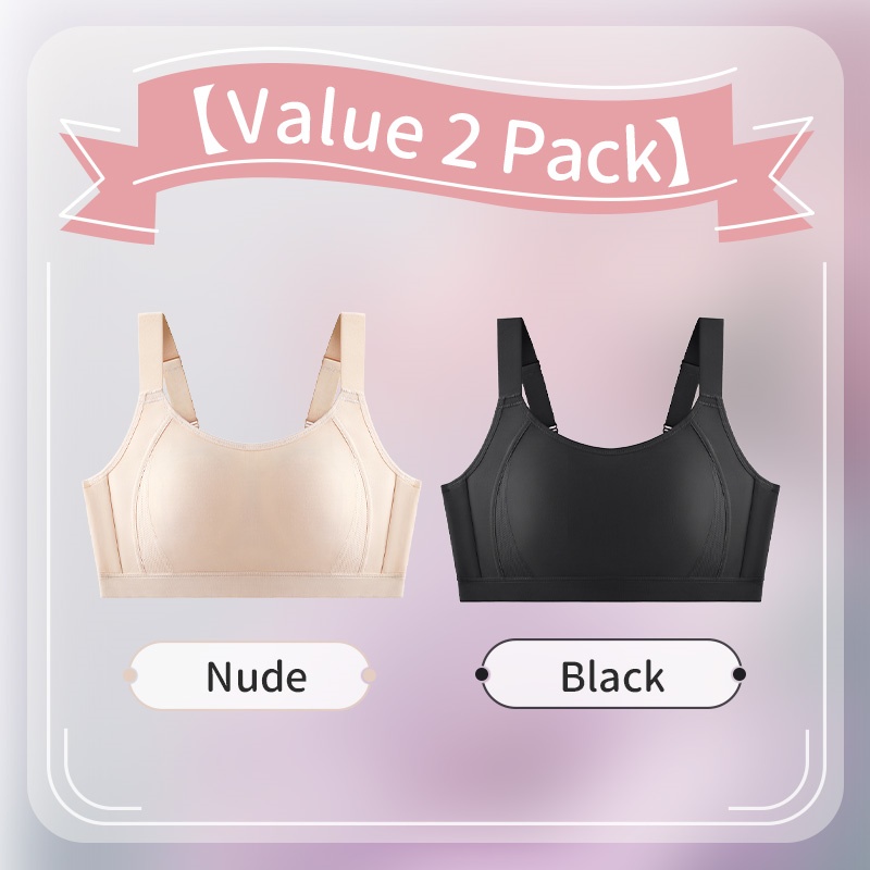 2 Pieces Full Coverage Seamless Minimizer Bra Plus Size Stable Support Breathable Sweat-wicking Sports Bra VEIMIA