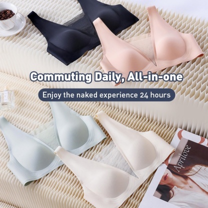 Ultra Thin Seamless Sexy Sleep Bra One Piece Deep V Breathable Naked Feeling Vest VEIMIA