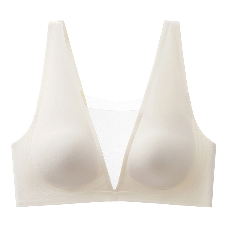 Ultra Thin Sexy Sleep Bra One Piece Deep V Breathable Mesh Naked Feeling Vest VEIMIA