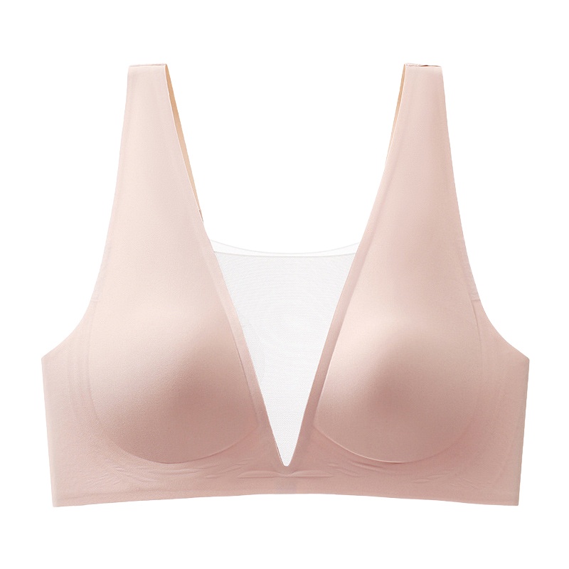 Ultra Thin Sexy Sleep Bras One Piece Deep V Breathable Mesh Naked Feeling Vest VEIMIA