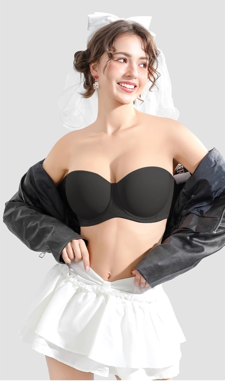 Strapless Bra No Bounce Anti-slip 3D Design, Breathable Honeycomb Cups Soft Wire Naturally Shaping Not Sticky VEIMIA