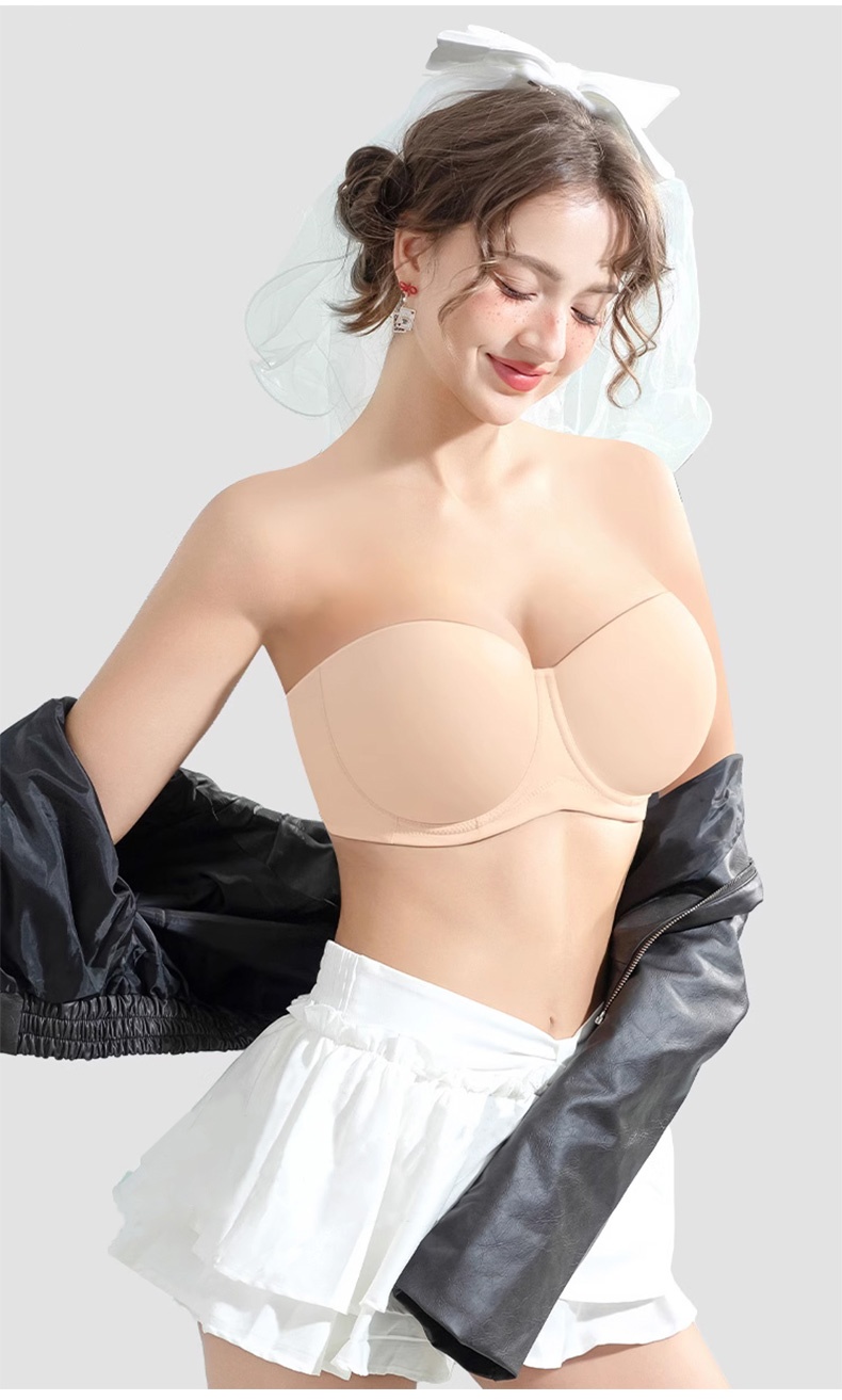 Strapless Bra Anti-slip 3D Honeycomb Cups No Bounce, Soft Wire Structure Naturally Shaping Not Sticky VEIMIA