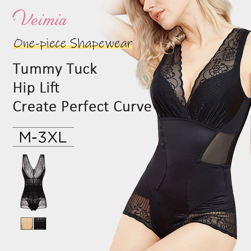 VEIMIA Women Seamless Body Shaper Tummy Tightening Bodysuit