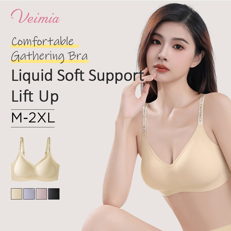 Best Fashionable Wireless Push Up Bra Support For Anti-sagging And Gathering VEIMIA