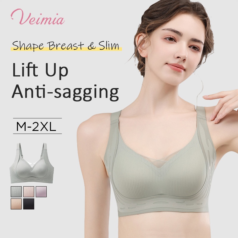 Anti-sagging Wireless Bra Cross Lace Lift Up And Support For Round Breast Shape VEIMIA