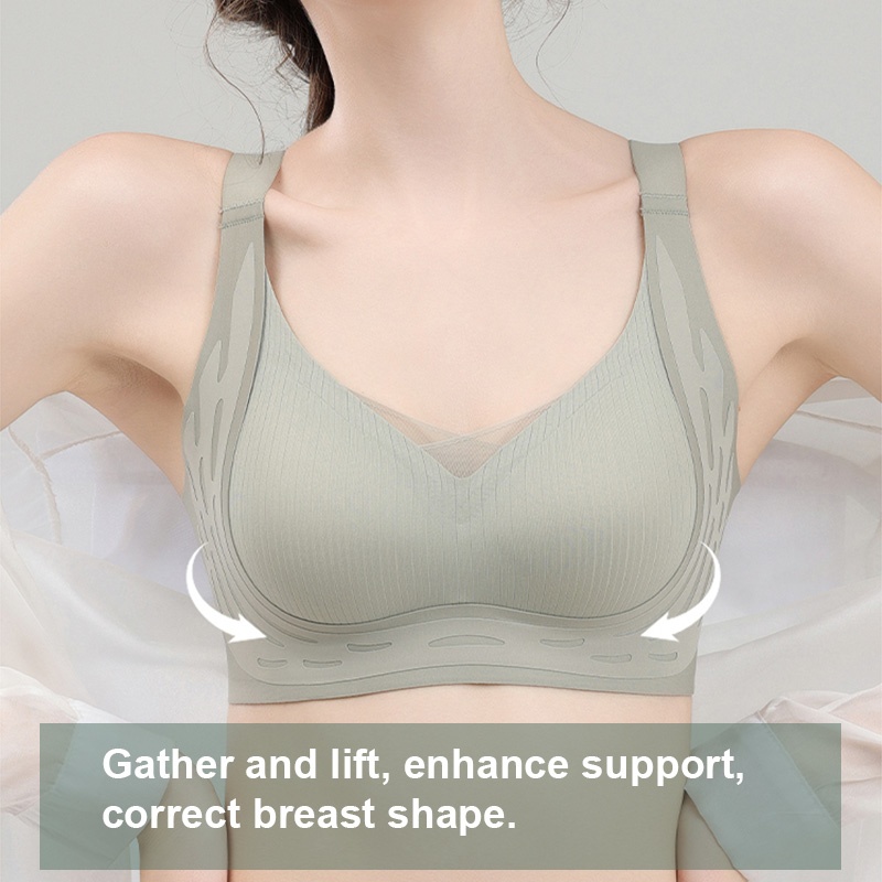 Seamless Anti-sagging Wireless Bras Cross Lace Lift Up And Support Round Breast Shape For Women VEIMIA