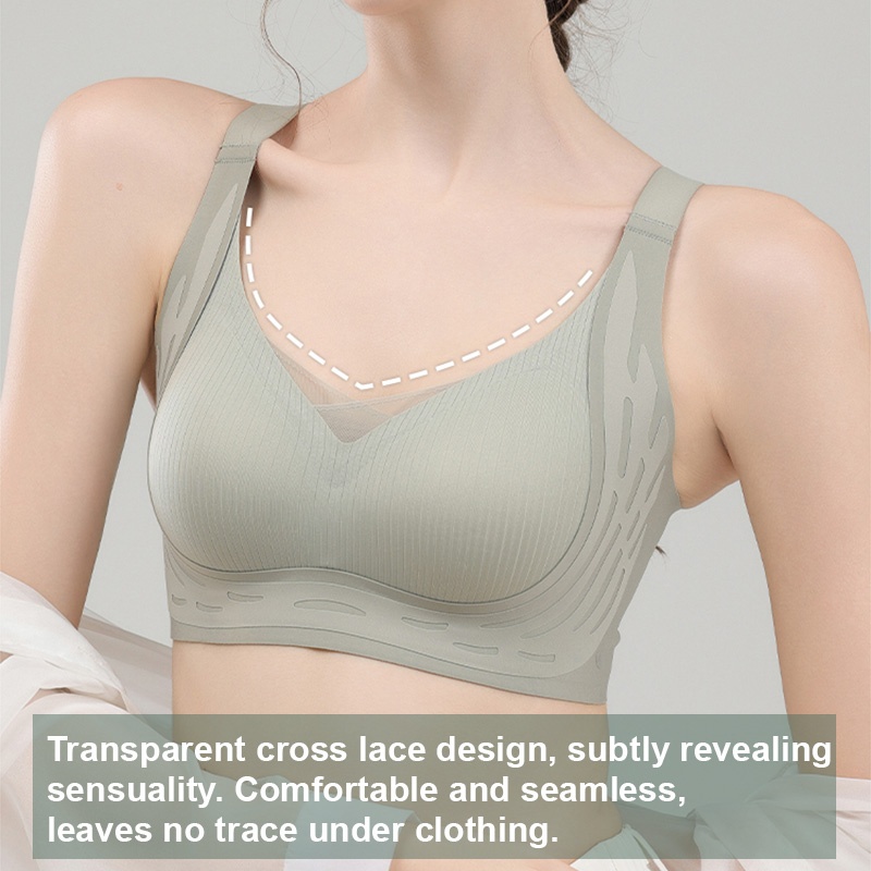 Seamless Anti-sagging Wireless Bras Cross Lace Lift Up And Support For Round Breast Shape VEIMIA