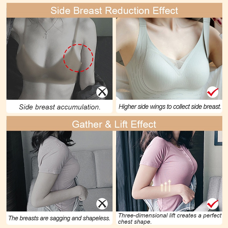 Seamless Anti-sagging Wireless Bra Cross Lace Lift Up And Support For Round Breast Shape VEIMIA
