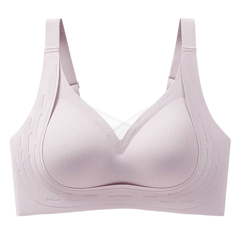 Purple Color Seamless Anti-sagging Wireless Bras Cross Lace Lift Up And Support Round Breast Shape For Women VEIMIA