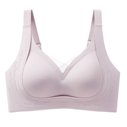 Purple Color Seamless Anti-sagging Wireless Bras Cross Lace Lift Up And Support Round Breast Shape For Women VEIMIA