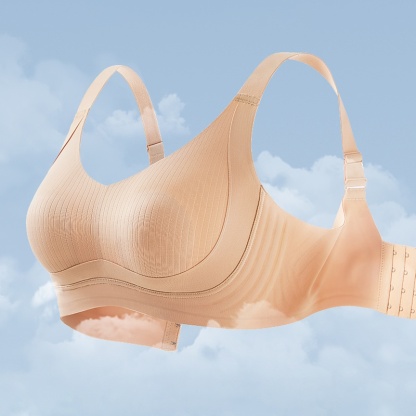 Breathable Seamless Supportive Wireless Plus Size Bra Fixed Cup Lift Up Saggy Breast VEIMIA