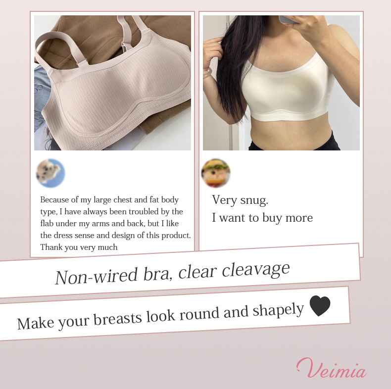 Soft Support Minimizer Bra Vertical Striped Wireless Full Coverage Lift Up Big Breast VEIMIA