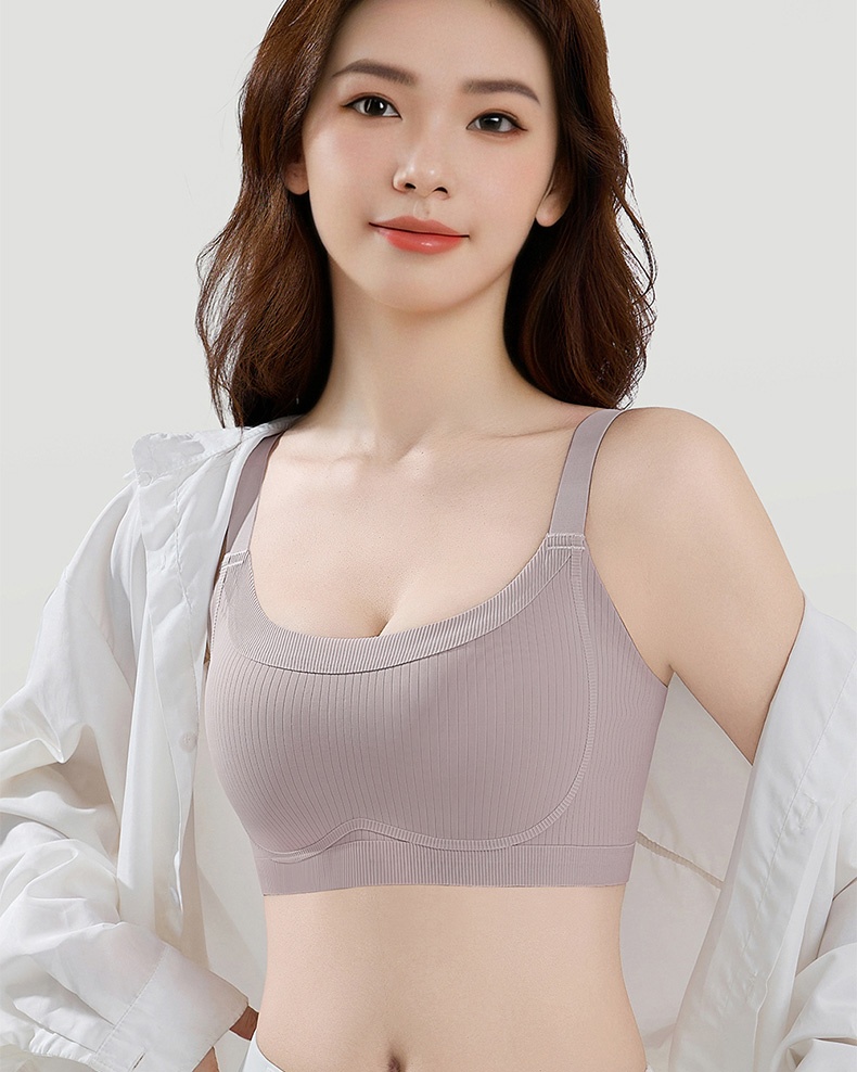 Soft Support Minimizer Bras Vertical Striped Slim Fit Wireless Full Coverage Lift Up Big Breast VEIMIA