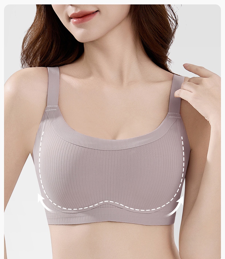 Soft Support Minimizer Bra Vertical Striped Slim Fit Wireless Full Coverage Lift Up VEIMIA
