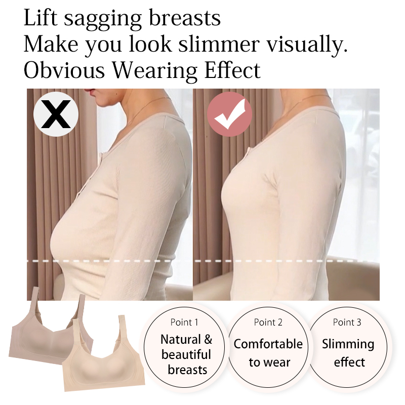 Ultra Thin Plus Size Minimizing Bra W-shaped Support Prevent Sagging Smooth Back Fat VEIMIA