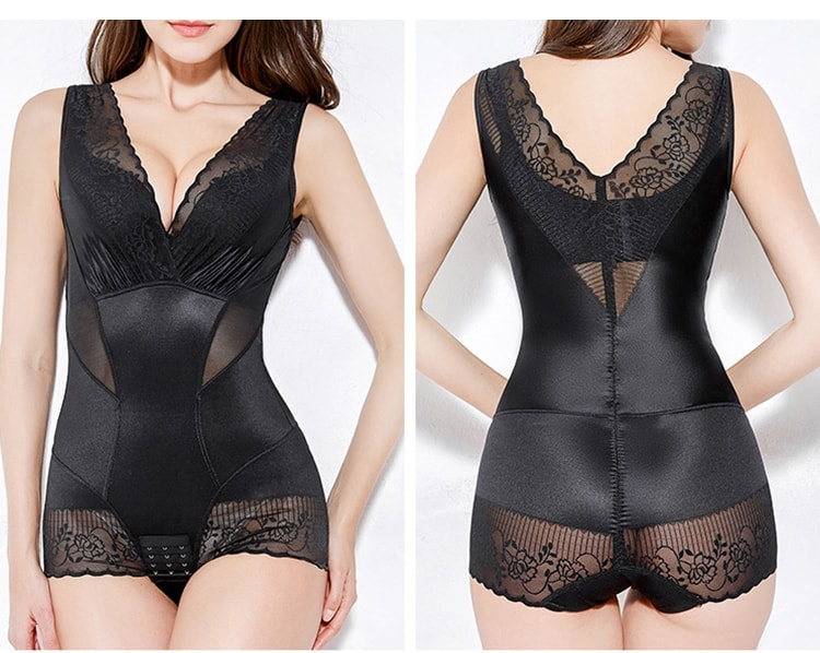 V-neck Professional Body Shaper Tummy Tightening Womens Silk Shapewear Bodysuits Lifting Hips Veimia