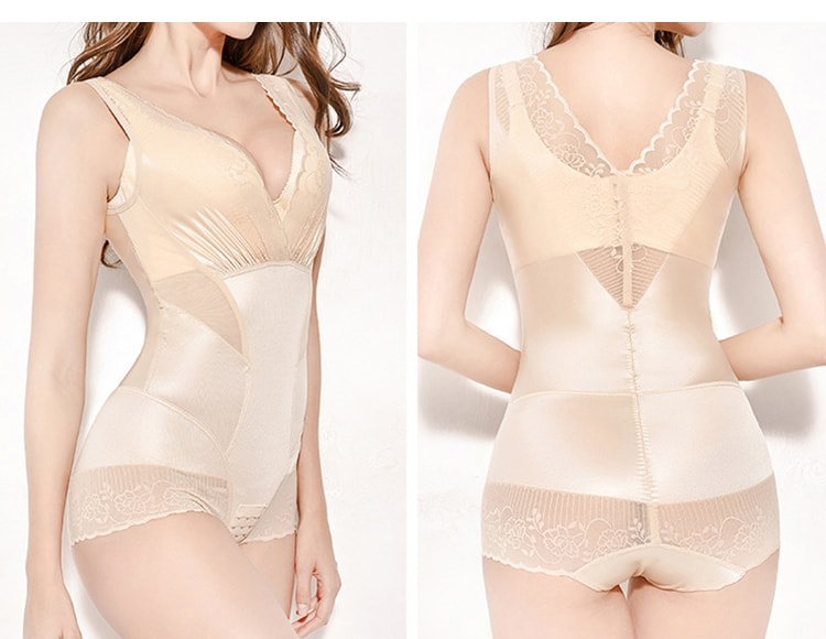 V-neck Seamless Professional Tummy Tightening Womens Silk Shapewear Bodysuits Lifting Hips Veimia