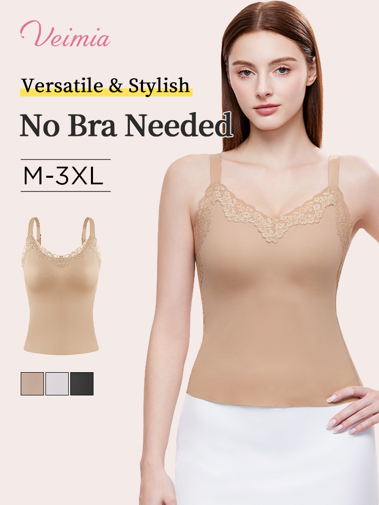 Bra-free ​​Camisoles​​ With Elegant Lace Design, Seamless ​​Supports​​ & Flattering Lift For Natural ​​Shapes​​ VEIMIA