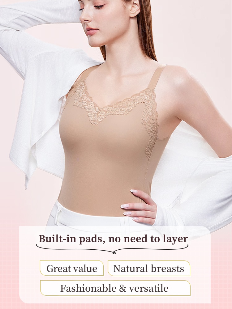 Bra-free ​​Camisoles​​ With Elegant Lace Design, Seamless Support & Flattering ​​Lifts​​ For Natural ​​Shapes​​ VEIMIA