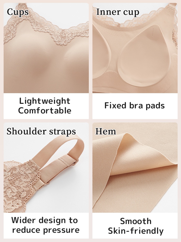 Braless Camisole With Elegant Lace Design, Seamless Support & Flattering Lift For Natural Shape VEIMIA