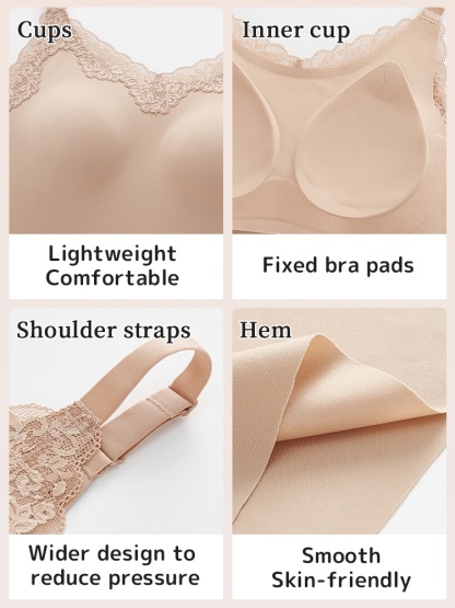 Braless Camisole With Elegant Lace Design, Seamless Support & Flattering Lift For Natural Shape VEIMIA