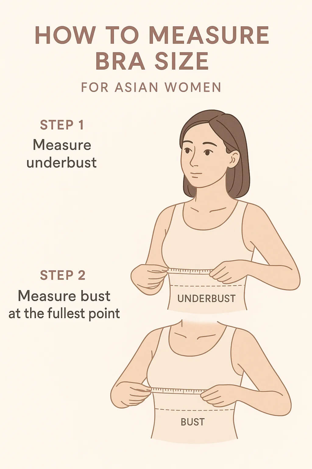 VEIMIA Infographic showing plus size bra size chart for women in Malaysia, inclusive and clear