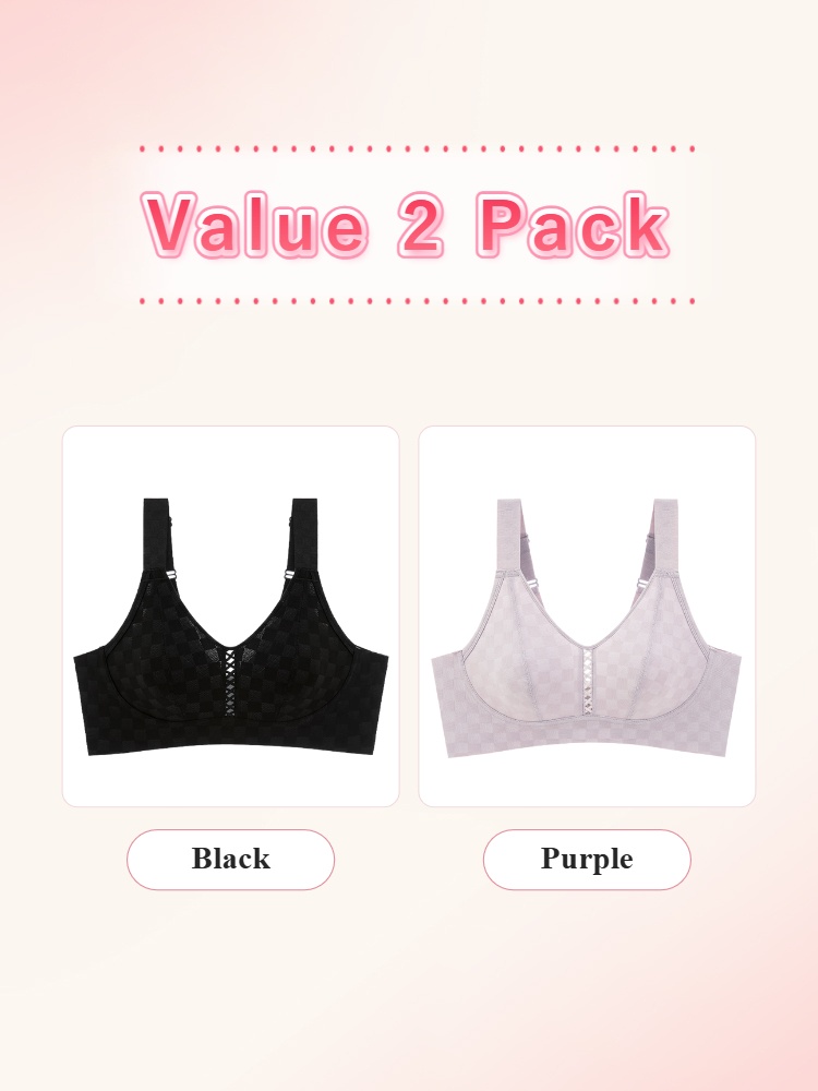 Value 2 pack minimizer bras in black and purple VEIMIA