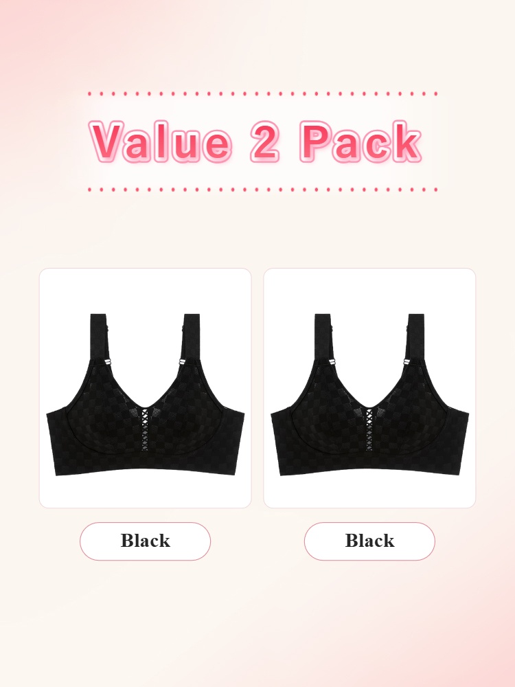 Value 2 pack black minimizer bras with front views VEIMIA