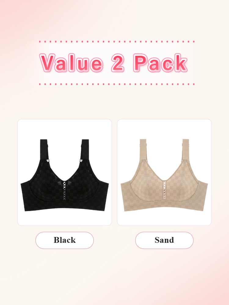 Value 2 pack minimizer bras in black and sand VEIMIA