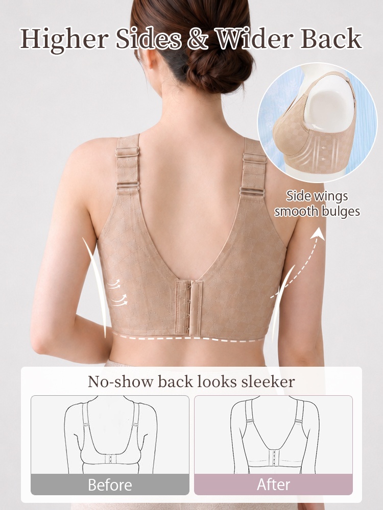 Back view showing sand minimizer bra with higher sides and wider back VEIMIA