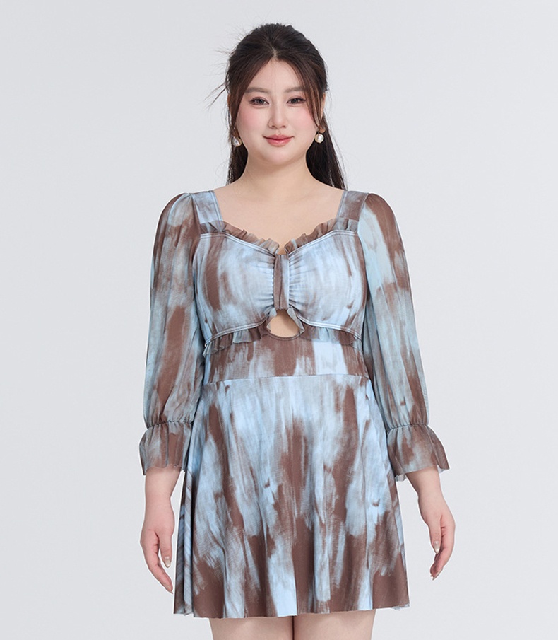 Free Size Mesh Long Sleeve One-piece Swim DressVEIMIA