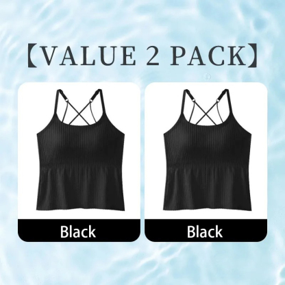 2 Pieces Womens Camisole Cover Fat For Slimming, Ultra Cool & Breathable Fabric Tank Top With Built In Bra VEIMIA