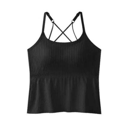 Black Womens Camisole Cover Fat For Slimming, Ultra Cool & Breathable Fabric Tank Tops With Built In Bra VEIMIA