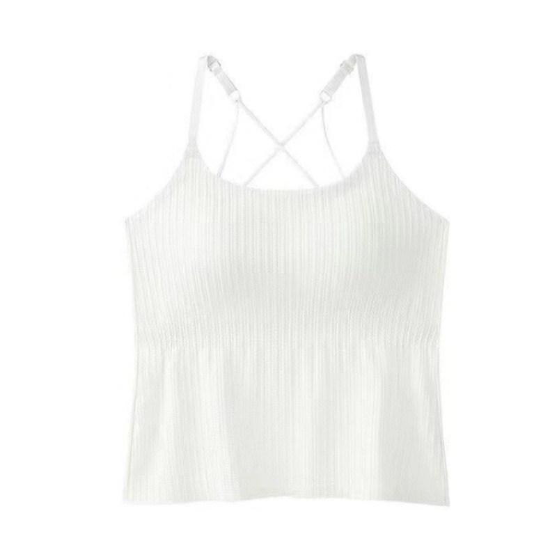 White Womens Camisole Cover Fat For Slimming, Ultra Cool & Breathable Fabric Tank Tops With Built In Bra VEIMIA