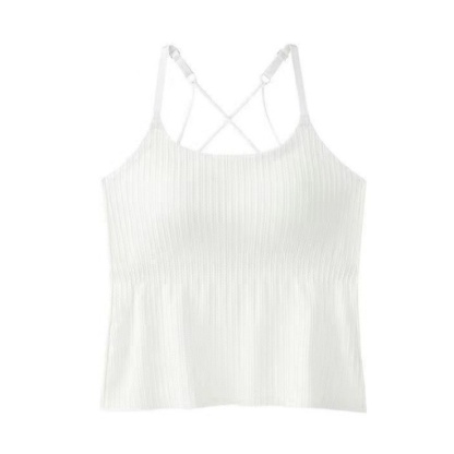 White Womens Camisole Cover Fat For Slimming, Ultra Cool & Breathable Fabric Tank Tops With Built In Bra VEIMIA