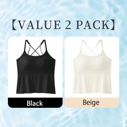 2 Pieces Womens Camisoles Cover Fat For Slimming, Ultra Cool & Breathable Fabric Tank Tops With Built In Bra VEIMIA