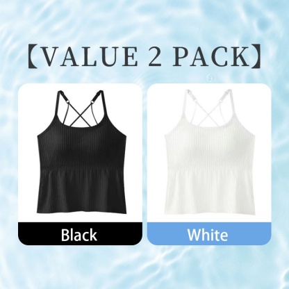 2 Pieces Womens Camisole Cover Fat For Slimming, Ultra Cool & Breathable Fabric Tank Tops With Built In Bra VEIMIA