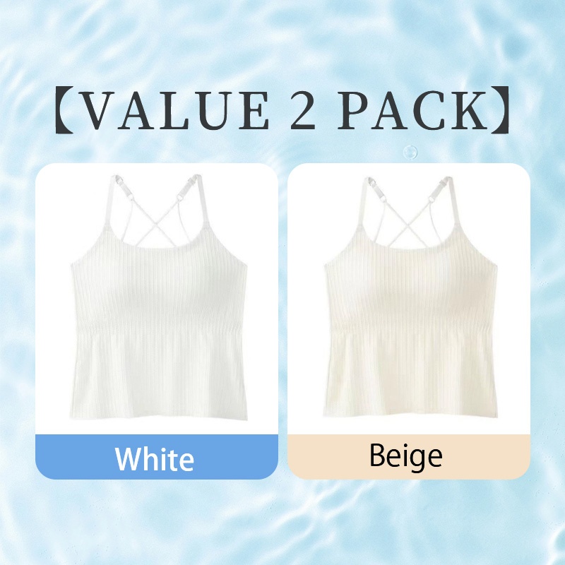 2 Pieces Womens Camisole Cover Fat For Slimming, Ultra Cool & Breathable Fabric Tank Top With Built In Bra VEIMIA