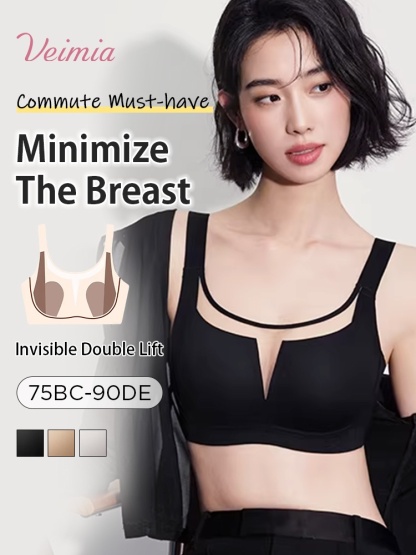 Classic Minimizer Bra Ultra-thin Padding With Invisible Double Lifts, Available In Lace & Meshes Necklines VEIMIA