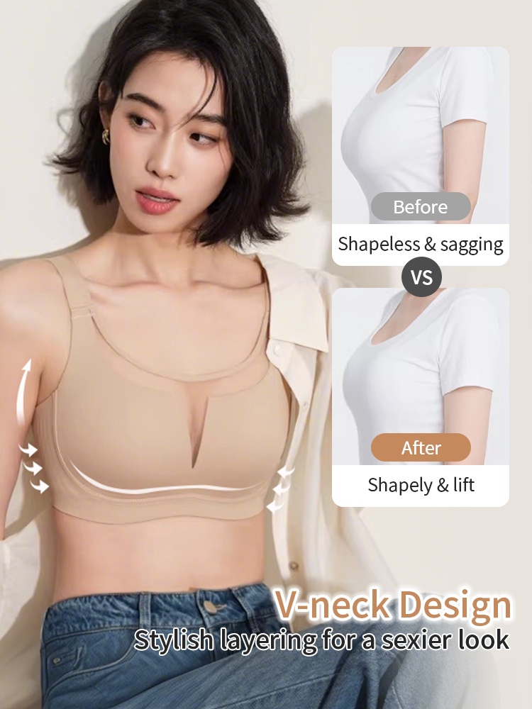 Classic Minimizer Bra Ultra-thin Paddings With Invisible Double Lift, Available In Laces & Mesh Necklines VEIMIA
