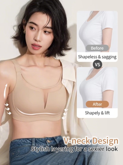 Classic Minimizer Bra Ultra-thin Paddings With Invisible Double Lift, Available In Laces & Mesh Necklines VEIMIA