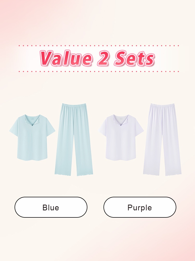 Value 2 sets graphic showing blue and purple pajama set combination - VEIMIA
