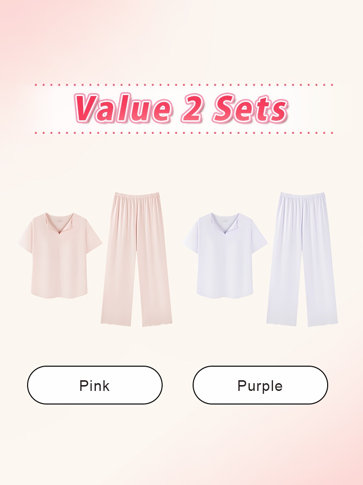 Value 2 sets graphic showing pink and purple pajama set combination - VEIMIA