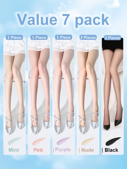3-7 Pairs Chic Pantyhose Color Correcting, UV Protection & Durable Women's Tights VEIMIA