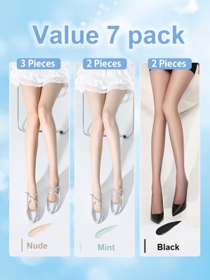 3-7 Pairs Lightweight Pantyhose Color Correcting, UV Protection & Durable Women's Tights VEIMIA