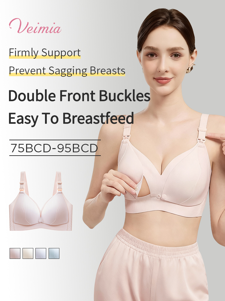 Comfort Nursing Bras Front Buckles Easy Nursing, Stable Support With Expandable Cups For Full Coverages VEIMIA