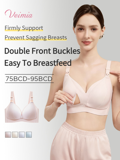 Comfort Nursing Bras Front Buckles Easy Nursing, Stable Support With Expandable Cups For Full Coverages VEIMIA